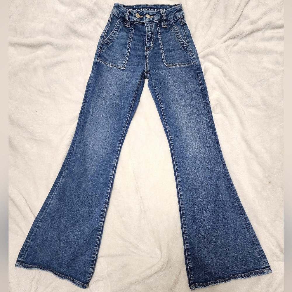 American Eagle Curvy super high-rise flare. Size 000